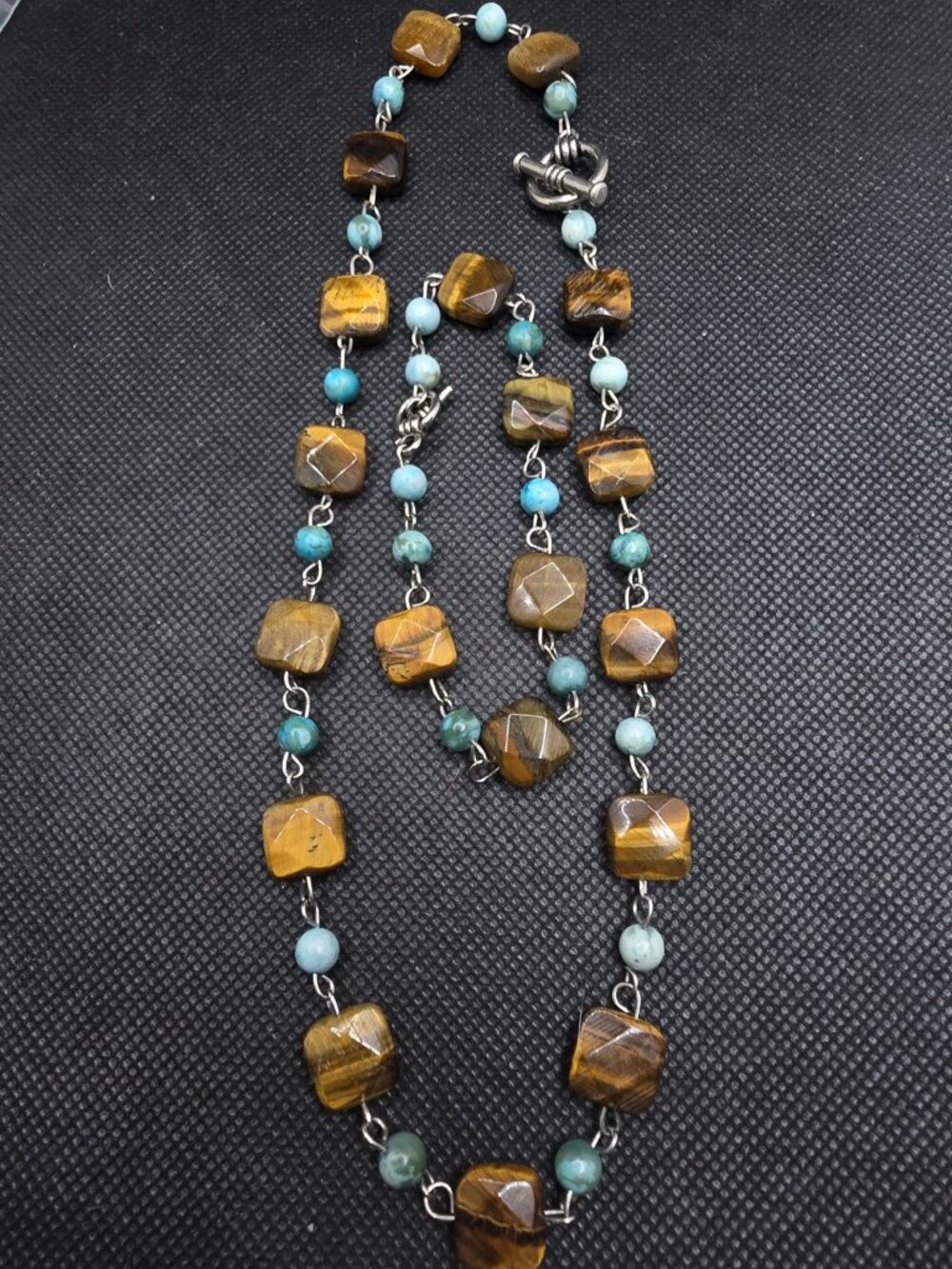 Tiger’s Eye & Amazonite Beaded Necklace and Bracelet